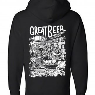 Black hooded sweatshirt with artwork on back