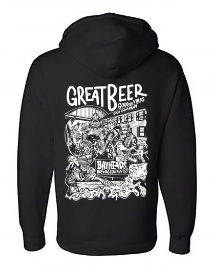 Black hooded sweatshirt with artwork on back